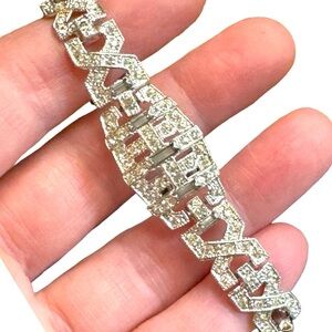 Antique 1920s silver finish rhinestone bracelet crystals